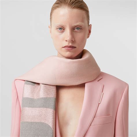 pink and grey Burberry scarf